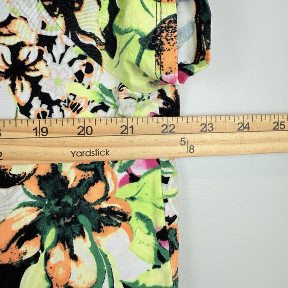 Chicos Top Women 3 US XL Multi Floral Blouse Colorful Stretchy Bloomcore Mature - Picture 7 of 8